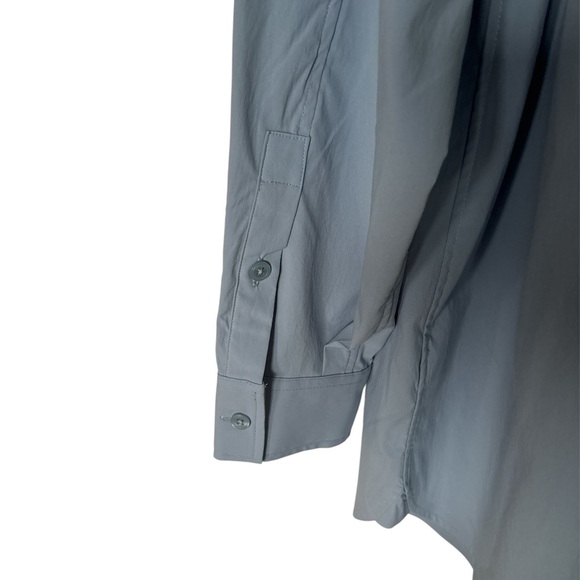 Athleta Womens Performance Oversize Button Up Heron Blue Poplin - Picture 7 of 8